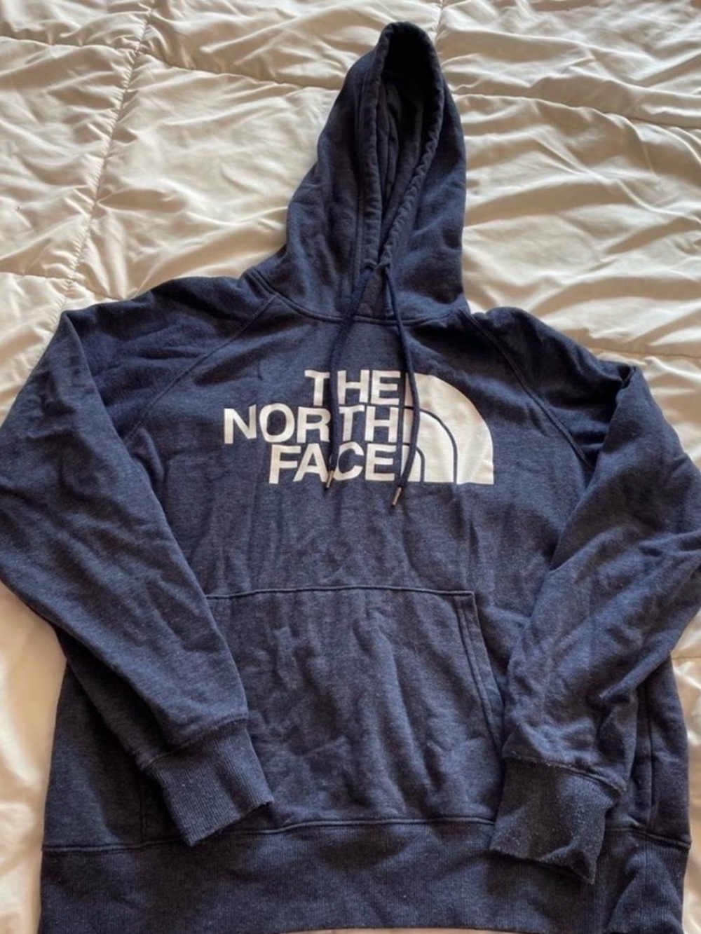 The North Face Navy Pullover Hoodie with White Logo